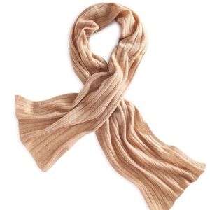 Luxurious Ribbed Camel Cashmere Scarf